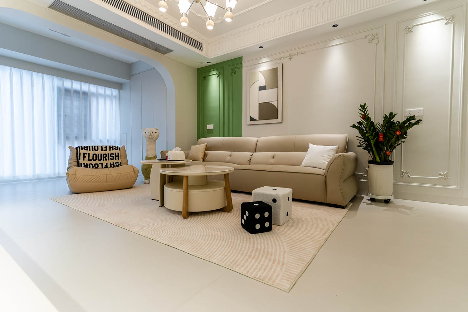 株洲家博整裝藏龍灣128㎡ 現(xiàn)代奶油風格裝修賞析